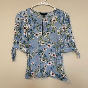 Banana Republic Light Blue Floral ECOVERO Peplum Top